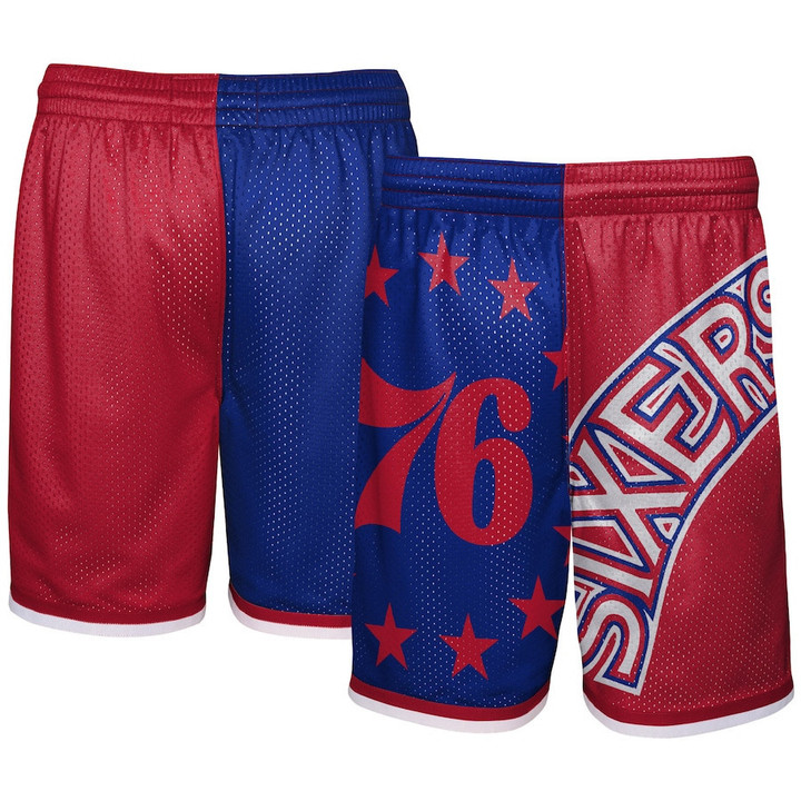 Philadelphia 76ers  Youth Hardwood Classics Big Face 5.0 Shorts - Red/Royal