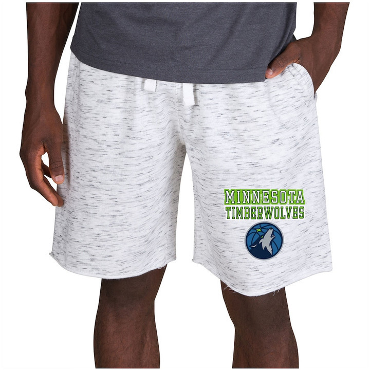 Minnesota Timberwolves Concepts Sport Alley Fleece Shorts - White/Charcoal