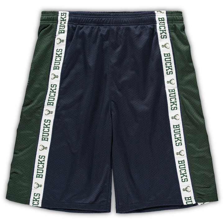 Milwaukee Bucks s Branded Big & Tall Tape Mesh Shorts - Navy/Hunter Green