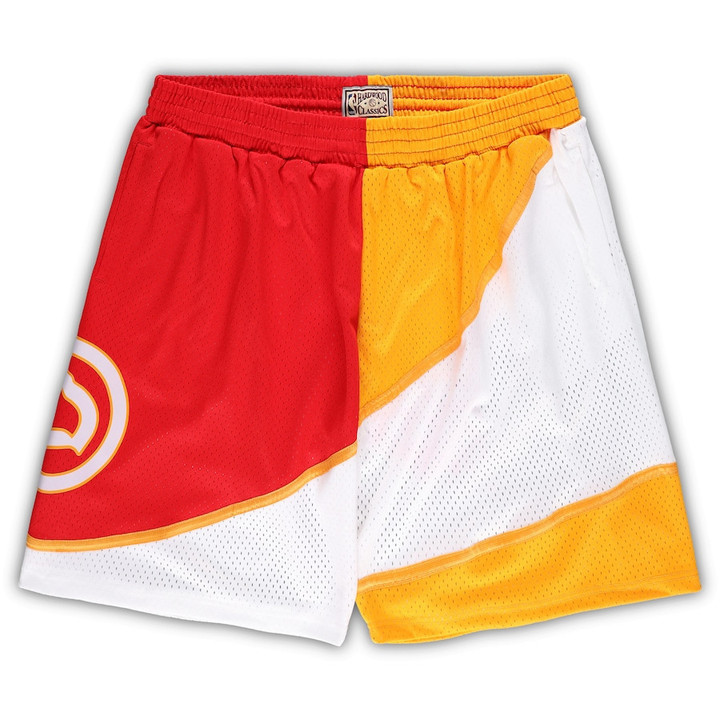 Atlanta Hawks  Big & Tall Hardwood Classics Split Swingman Shorts - Yellow/Red