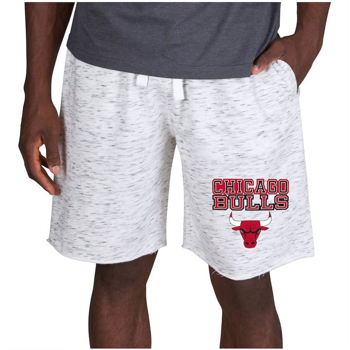 Chicago Bulls Concepts Sport Alley Fleece Shorts - White/Charcoal