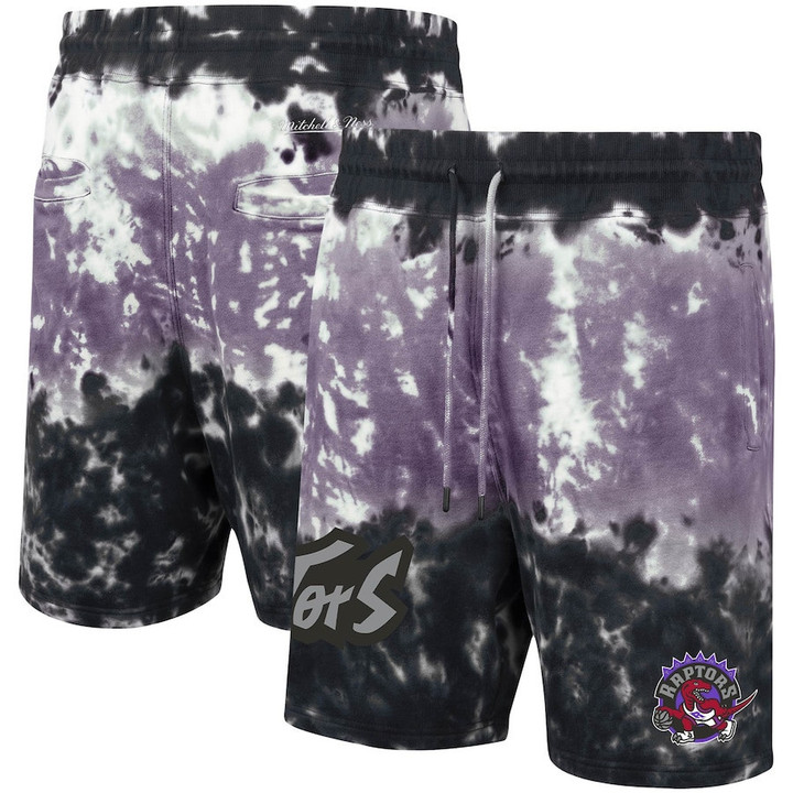 Toronto Raptors  Hardwood Classics Terry Tie-Dye Shorts - Black/Purple
