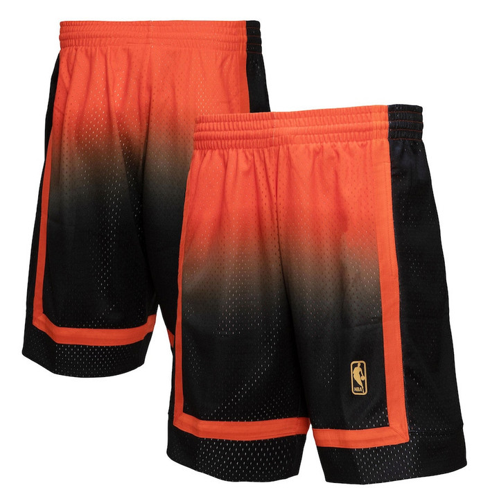 New York Knicks  1996/97 Hardwood Classics Fadeaway Reload 3.0 Swingman Shorts - Orange/Black