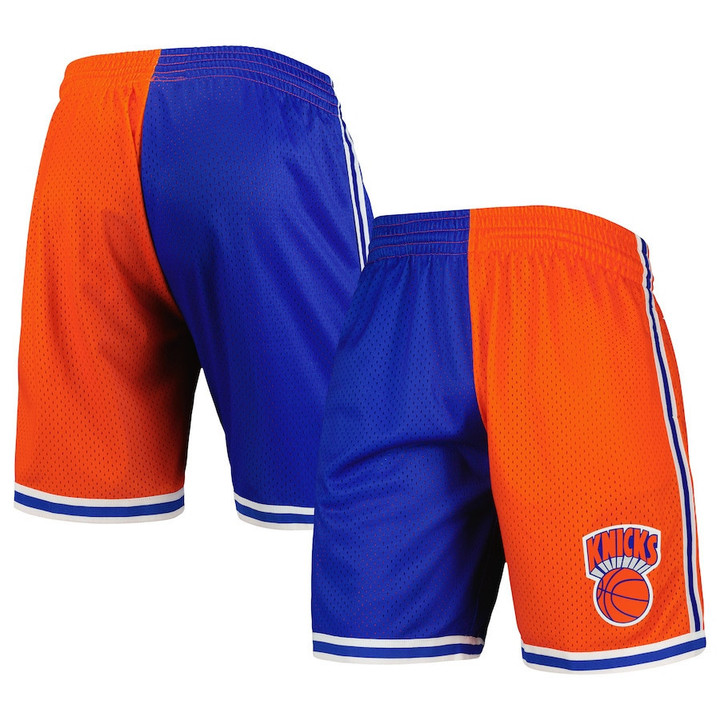 New York Knicks  Hardwood Classics 1991 Split Swingman Shorts - Blue/Orange