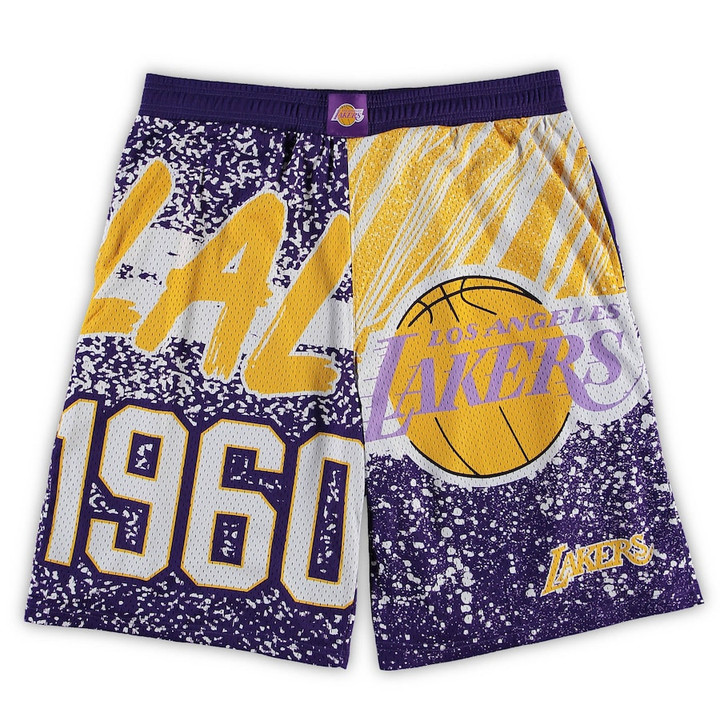 Los Angeles Lakers  Big & Tall Hardwood Classics Jumbotron Shorts - Purple