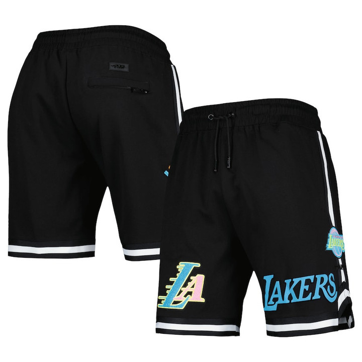 Los Angeles Lakers Pro Standard Washed Neon Shorts - Black