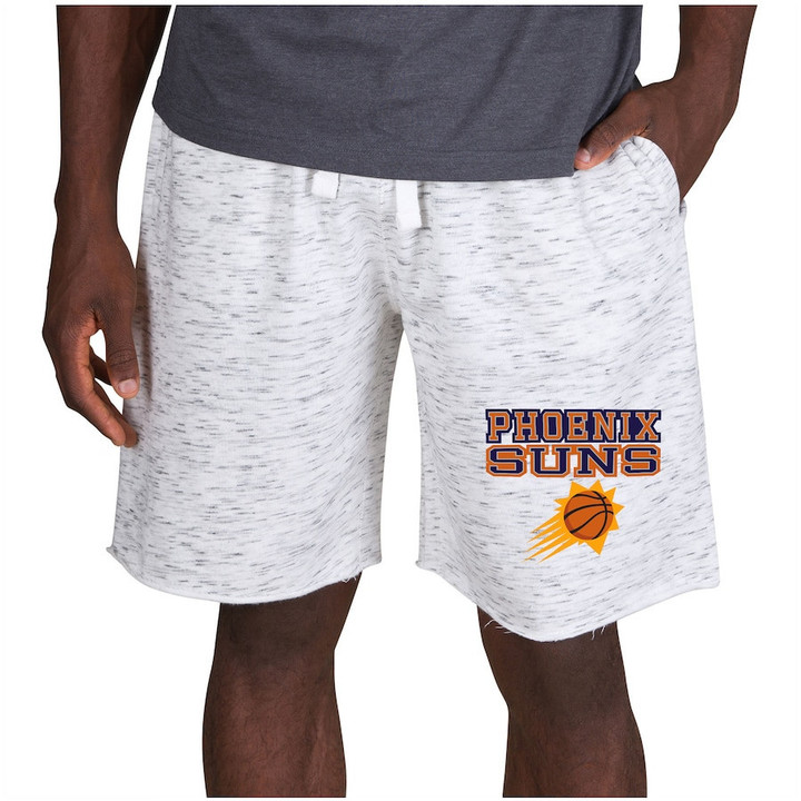 Phoenix Suns Concepts Sport Alley Fleece Shorts - White/Charcoal