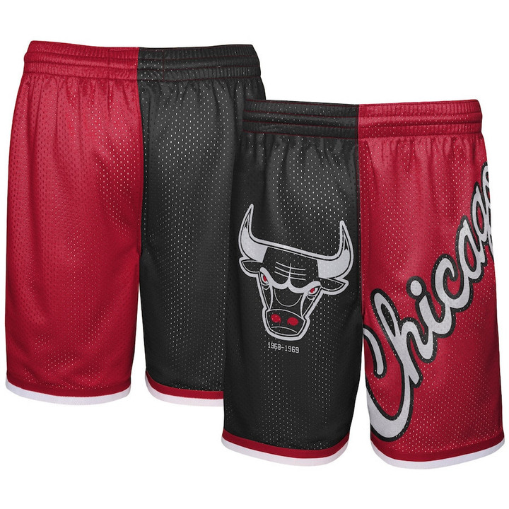 Chicago Bulls  Youth Hardwood Classics Big Face 5.0 Shorts - Black/Red