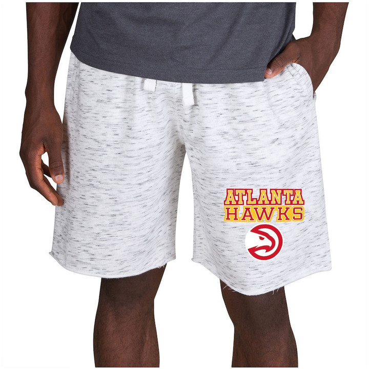 Atlanta Hawks Concepts Sport Alley Fleece Shorts - White/Charcoal
