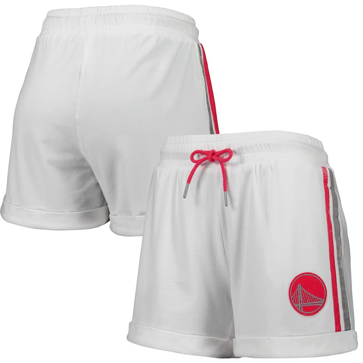 Golden State Warriors Lusso Women's Melody Cuffed Tri-Blend Shorts - White/Pink