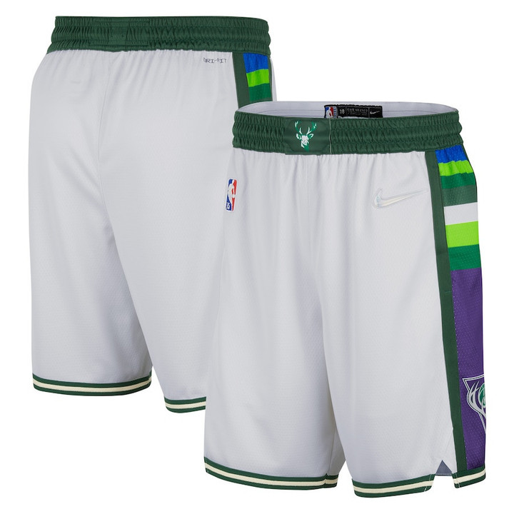 Milwaukee Bucks  2021/22 City Edition Swingman Shorts - White/Green