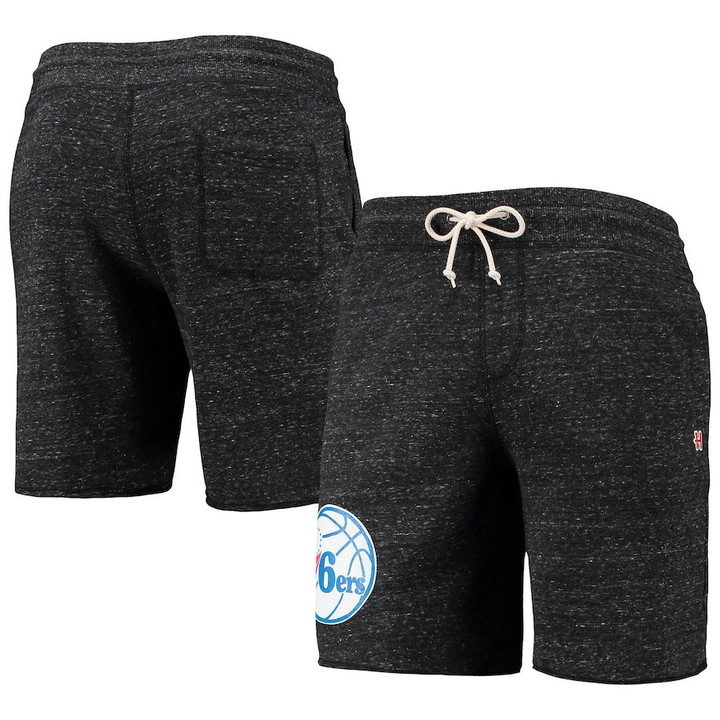 Philadelphia 76ers Homage Primary Logo Tri-Blend Sweat Shorts - Charcoal