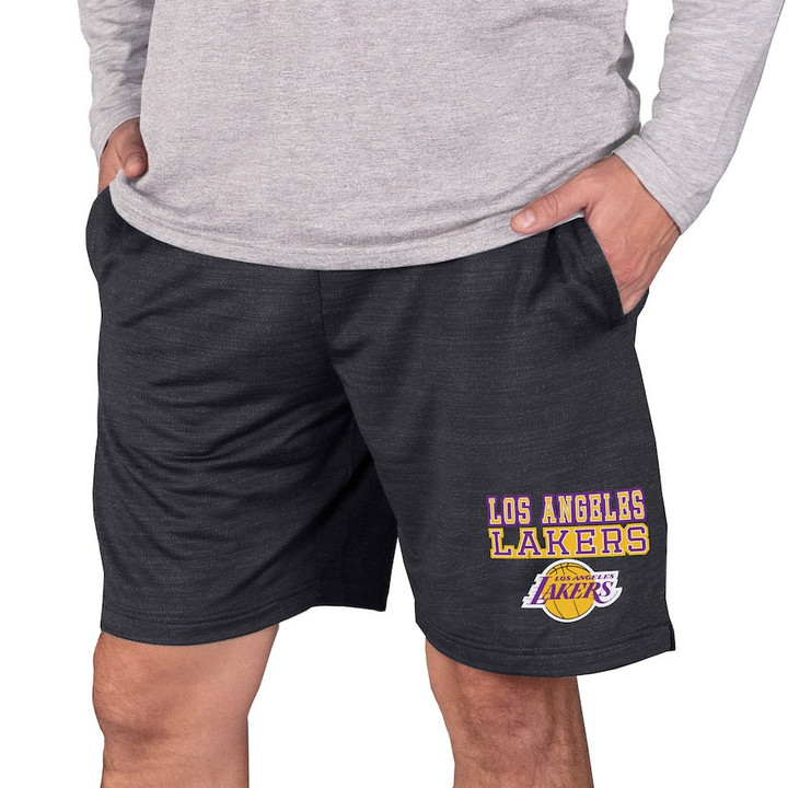 Los Angeles Lakers Concepts Sport Bullseye Knit Jam Shorts - Charcoal