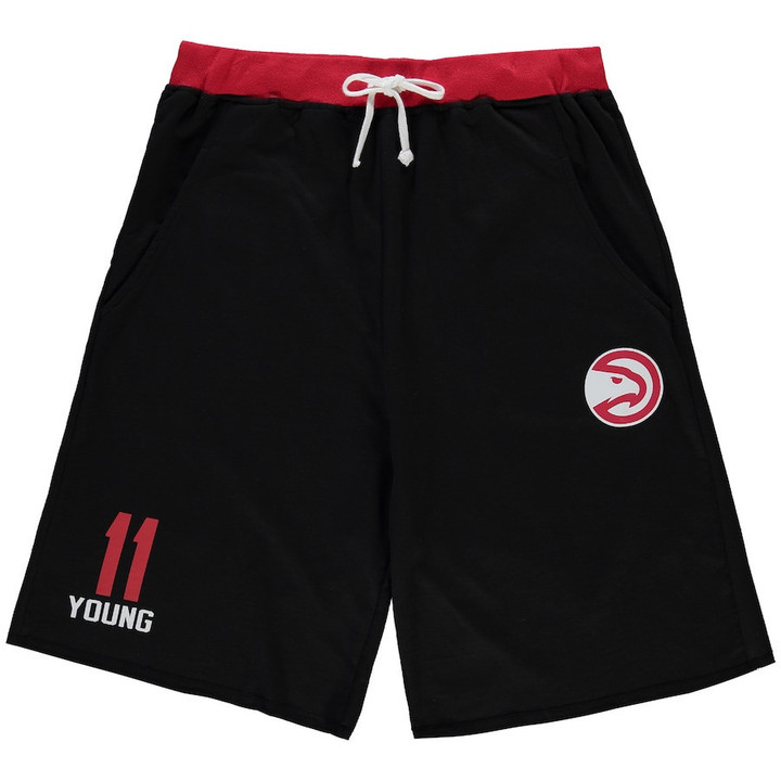 Trae Young Atlanta Hawks Big & Tall French Terry Name & Number Shorts - Black