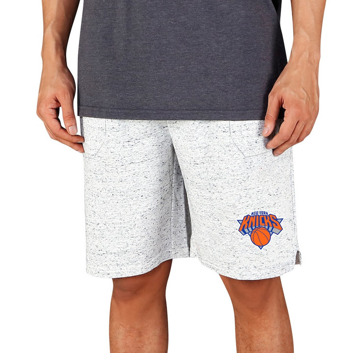 New York Knicks Concepts Sport Throttle Knit Jam Shorts - White/Charcoal