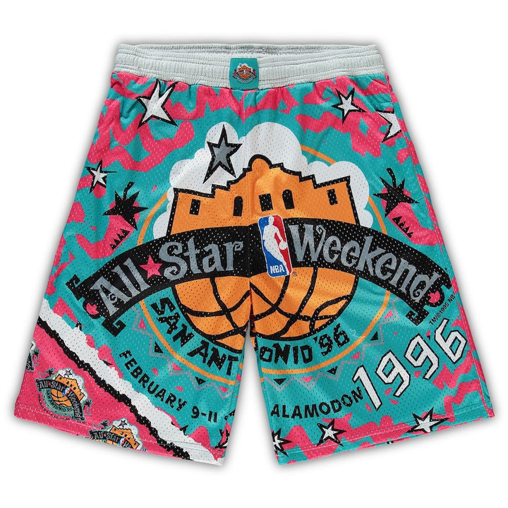 NBA  1996 All-Star Game Hardwood Classics Big & Tall Jumbotron 2.0 Shorts - Teal/Pink