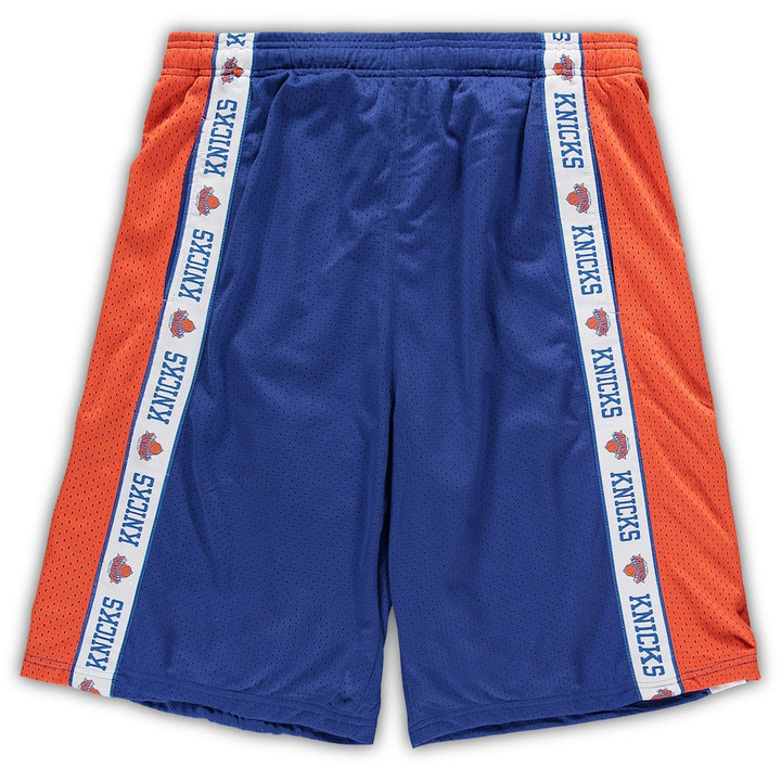 New York Knicks s Branded Big & Tall Tape Mesh Shorts - Royal/Orange