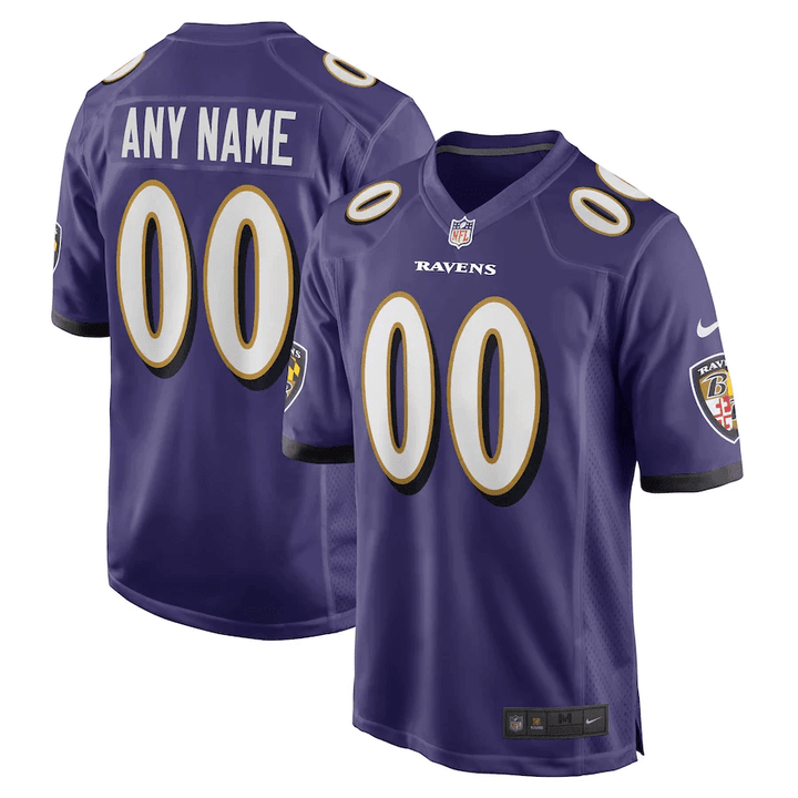 Youth's White Baltimore Ravens Custom Game Jersey - Purple