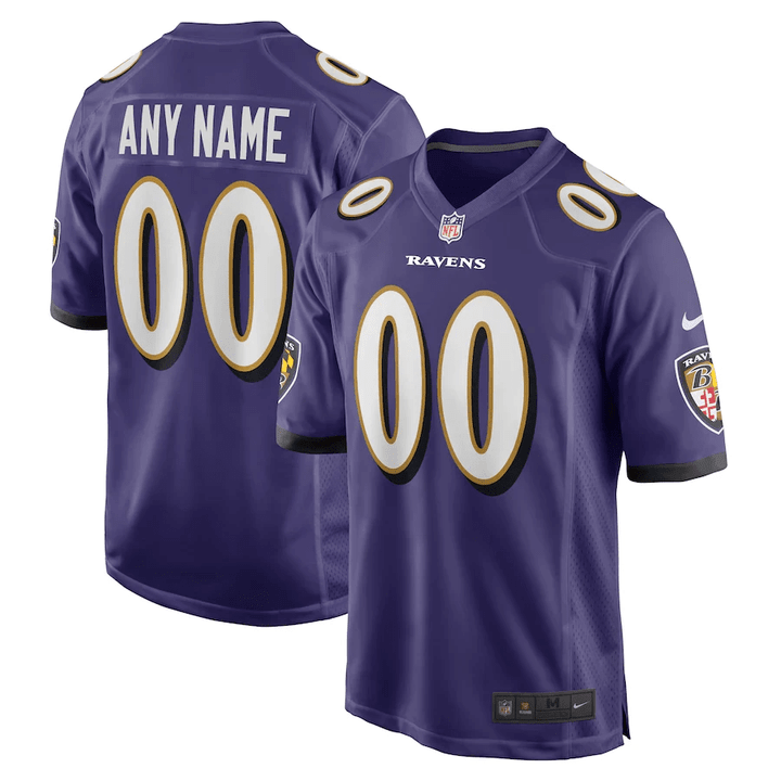 Men's White Baltimore Ravens Custom Game Jersey - Purple