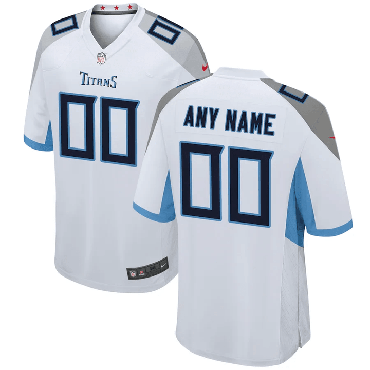 Men's Tennessee Titans White Custom Road Game Jersey