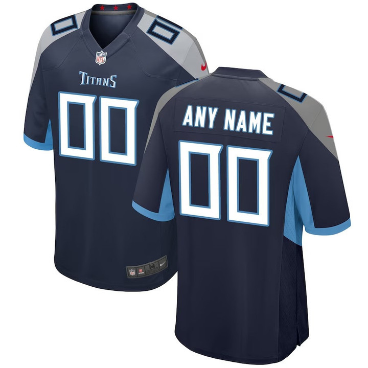 Men's Tennessee Titans Home Navy Custom Jersey