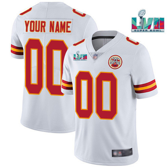 Youth Kansas City Chiefs Custom ACTIVE PLAYER White Super Bowl LVII Patch Vapor Untouchable Limited Stitched Jersey