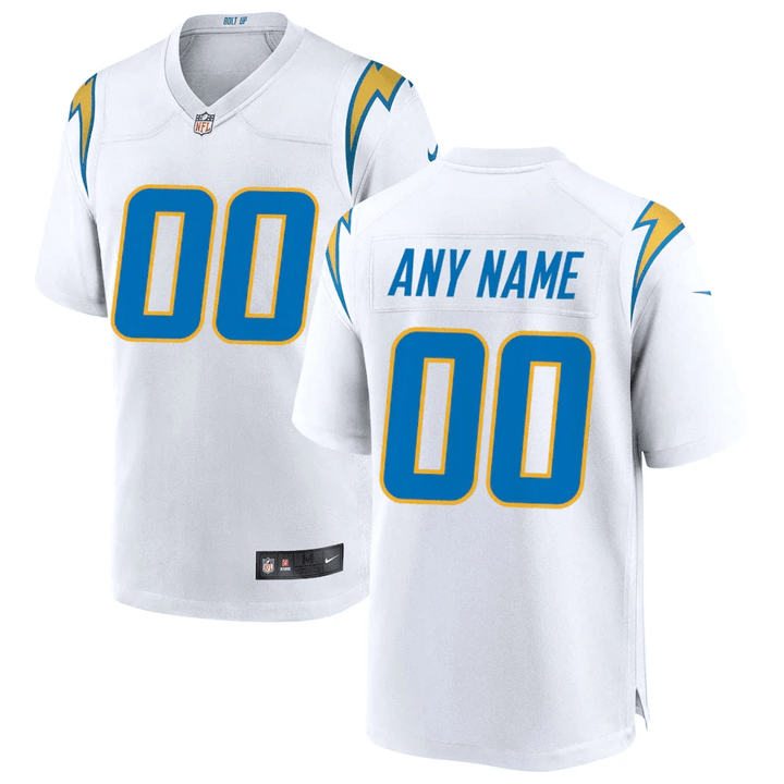 Youth's Los Angeles Chargers Home Custom Game Jersey - White