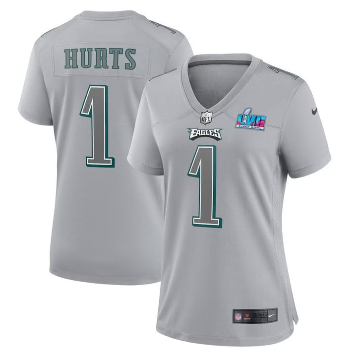 Women's Custom Philadelphia Eagles Gray Philadelphia Eagles Super Bowl LVII Patch Atmosphere Fashion Game Jersey