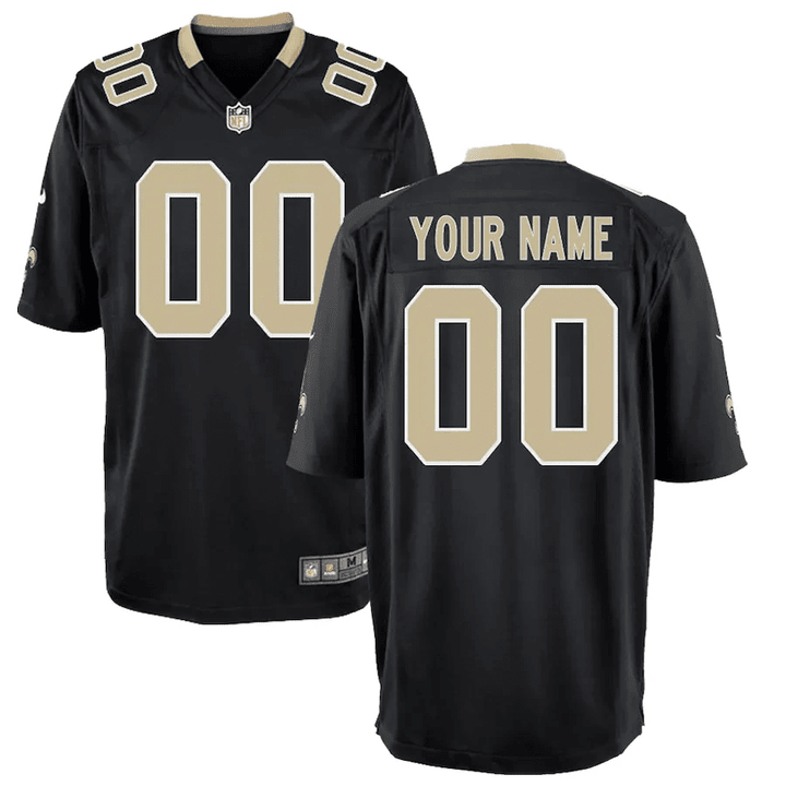 Youth's New Orleans Saints Home Custom Game Jersey - Black