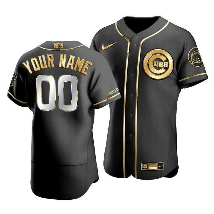 Youth Chicago Cubs Custom #00 Golden Edition Black Jersey , MLB Jersey