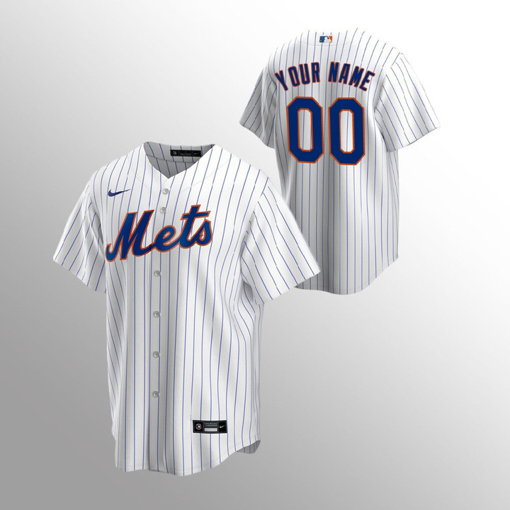 Youth's New York Mets Custom #00 White Replica Home Jersey