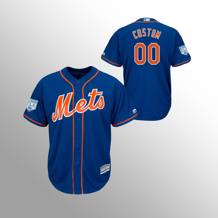 Youth's New York Mets #00 Royal Custom 2019 Spring Training Cool Base Majestic Jersey