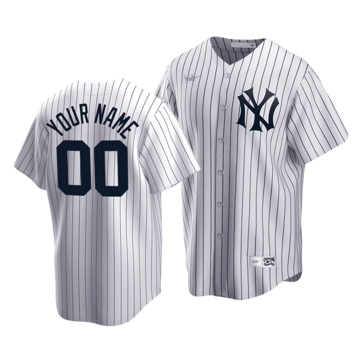 Youth's New York Yankees Custom #00 Cooperstown Collection White Home Jersey