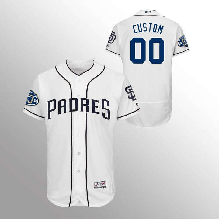 Youth's San Diego Padres White Home Flex Base #00 Custom 50th Anniversary Jersey