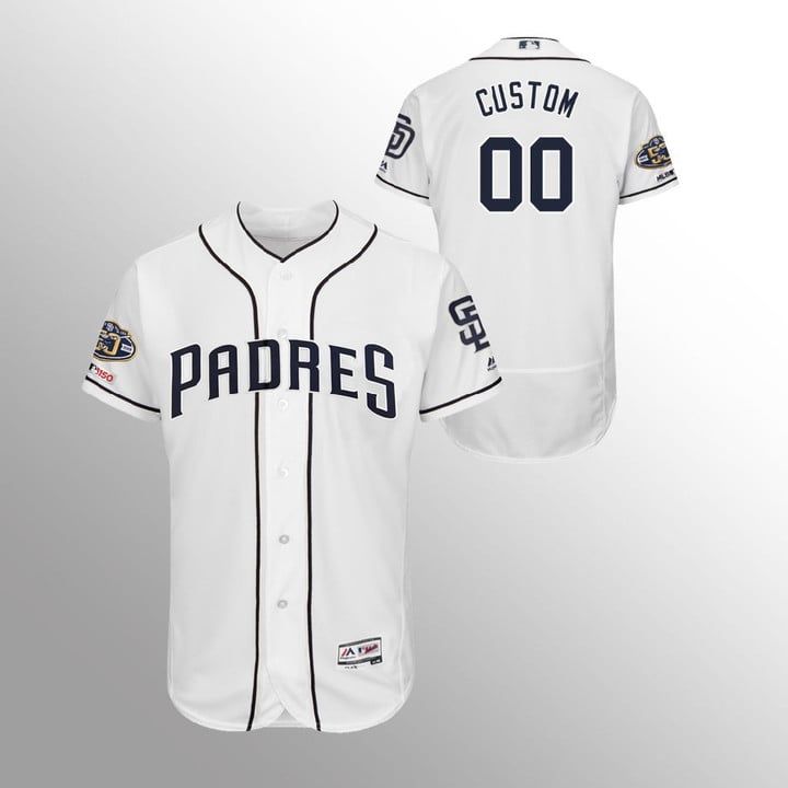 Youth's San Diego Padres #00 White Custom 150th Anniversary Patch Flex Base Majestic Home Jersey