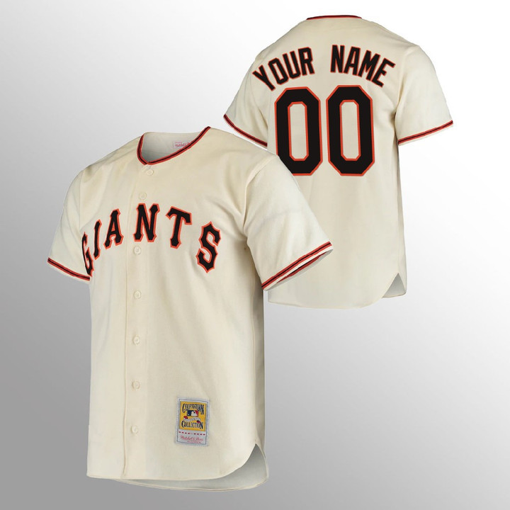 Youth's San Francisco Giants Custom #00 Cream Home 1954 Cooperstown Collection Jersey