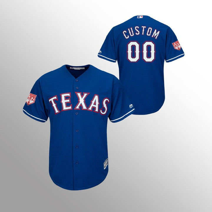 Youth's Texas Rangers #00 Royal Custom 2019 Spring Training Cool Base Majestic Jersey