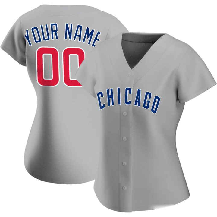 Women's Chicago Cubs Custom #00 Road Jersey Gray, MLB Jersey