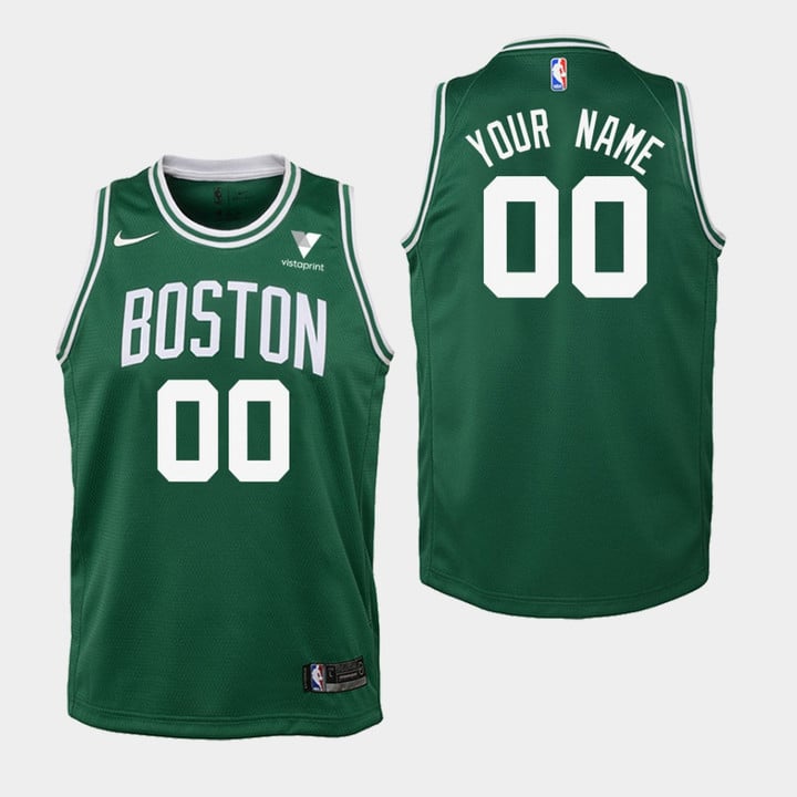 Youth Boston Celtics #00 Custom Icon Vistaprint Patch Kelly Green 2020-21 Jersey