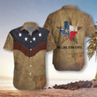 Brown Vintage Floral Damask Pattern Texas Hawaiian Shirt, The Lone Star State Texas Home Shirt, Proud Texas Flag Shirt For Men