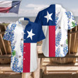 Royal Blue Bluebonnet Texas Hawaiian Shirt, Floral Texas Flag Shirt Vertical Version Italic Star, Proud Texas Shirt For Men