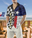 Black And White Texas Racing Flag Hawaiian Shirt, State Of Texas Flag Shirt, Proud Texas Home Shirt For Men