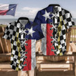 Black And White Texas Racing Flag Hawaiian Shirt, State Of Texas Flag Shirt, Proud Texas Home Shirt For Men