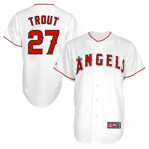Mike Trout Los Angeles Angels Majestic Big And Tall Replica Player Baseball Jersey - White , MLB Jersey , Baseball Uniform