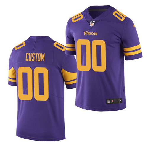 Men's Minnesota Vikings Customized Purple Color Rush Stitched Limited Jersey