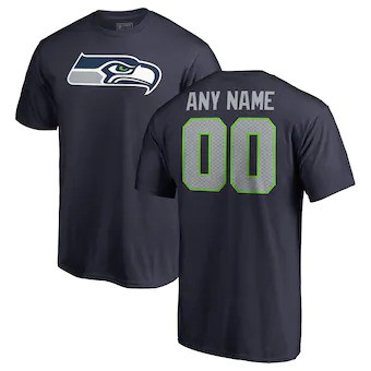 Seattle Seahawks Customized Icon Name & Number T-Shirt - Navy