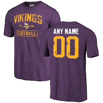 Minnesota Vikings NFL Pro Line Distressed Customized Tri-Blend T-Shirt - Purple