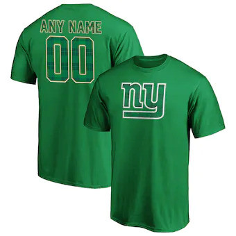 New York Giants Emerald Plaid Customized Name & Number T-Shirt - Green