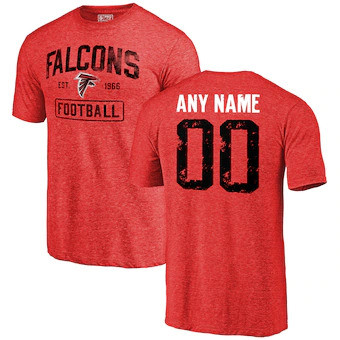 Atlanta Falcons NFL Pro Line Distressed Customized Name & Number Tri-Blend T-Shirt - Red