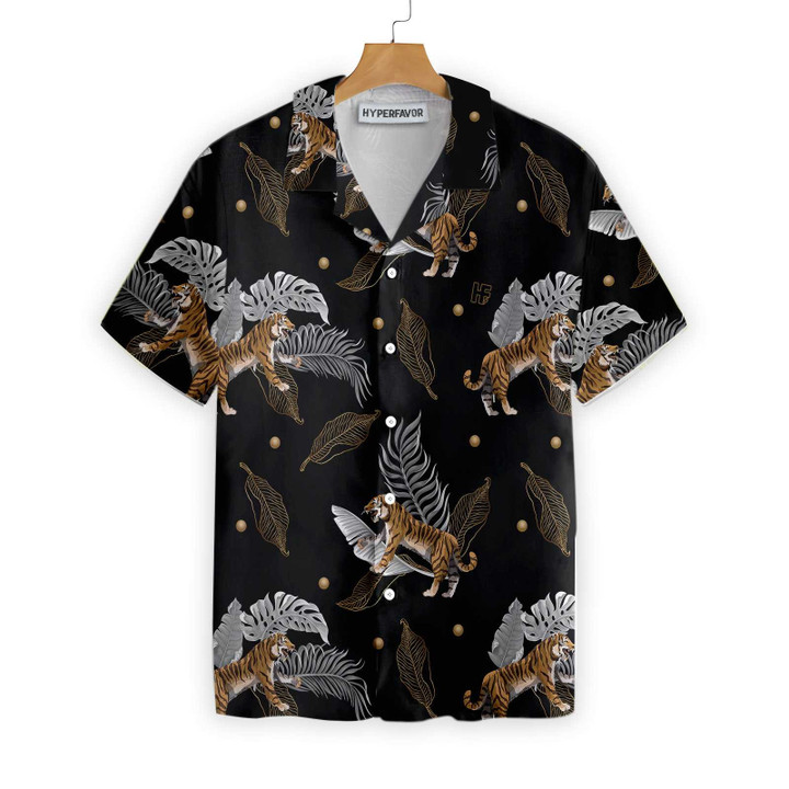 Tiger With Palm Leaves Shirt For Men Hawaiian Shirt